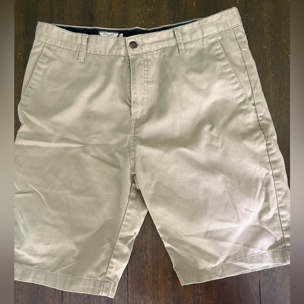 Volcom Men's Khaki Flat Front Shorts